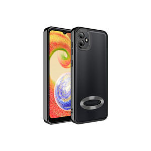 Funda de Silicona Líquida Electrochapada con Logotipo de Protección de Cámara de Lujo de la Serie Omega para Samsung Galaxy A04, Color Negro - Product Image 1
