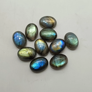 Cabochons ovales en labradorite arc-en-ciel, pierres précieuses en vrac pour pendentifs, bagues, bijoux, artisanat, 13x18x7mm, lots de pierres précieuses - Product Image 2