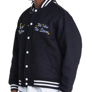 เสื้อแจ็กเก็ตเบสบอลสำหรับผู้ชายเสื้อกีฬาทีมโรงเรียนลำลองทรงหลวมมีการตกแต่งปักลายสำหรับฤดูหนาว-ไฮสตรีท - Product Image 3