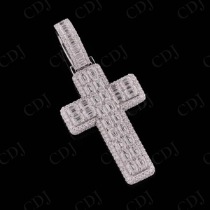Nouveau à la mode Hip Hop Style croix pendentif émeraude Pass VVS Moissanite plaqué or personnalisé bijoux à la mode - Product Image 1