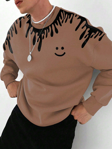 Unisex Men's Winter Sweatshirt Comfy Polyester Cotton Puff Print Plain <b>Brown</b> Hoodie With 3D Streetwear Design ODM Supply - Product Image 4