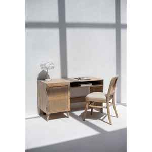 Bureau en bois porte rotin Austin - Product Image 1
