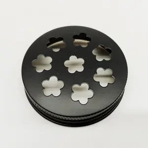70毫米帽无锈金属不锈钢梅森罐装饰插花派对盖空心梅花形黑色
