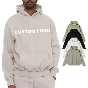 380 GSM Logotipo personalizado en blanco Sin cuerdas Sudaderas con capucha French Terry Oversized Drop Shoulder Hoodies Sudadera personalizada Sudadera con capucha para hombres