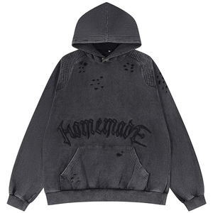 Premium Vintage Surdimensionné Pull À Capuche En Détresse Broderie Conception Coton Lourd Streetwear Sweat Personnalisé OEM Hommes - Product Image 1
