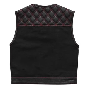 Gilet de course en cuir pleine fleur véritable pour homme de luxe, fermeture éclair personnalisée, motif respirant, toile, pour moto, hip-hop - Product Image 3