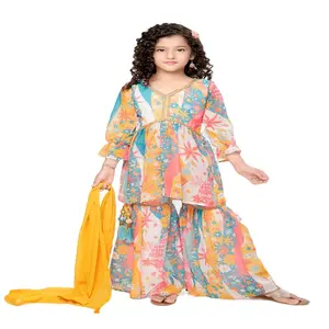 Высококачественная детская одежда из жоржета, вышитая детская этническая одежда, доступна по оптовой цене от индийского экспортера