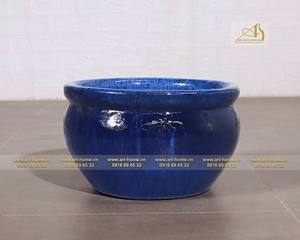 Maceta de cerámica esmaltada en azul oscuro: ideal para plantar, decorar jardines y crear paisajes en miniatura. - Product Image 2