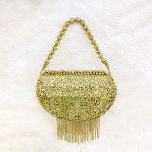 Elegante embrague de hierro hecho a mano de cristal y metal, accesorio de lujo para ropa de fiesta de mujer y ocasiones especiales, bolsos de noche - Product Image 1