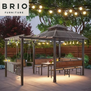 Gazebo di Lusso per Esterni con Struttura <span class=keywords><strong>in</strong></span> Alluminio e Tetto Rigido, Tavolo <span class=keywords><strong>in</strong></span> <span class=keywords><strong>Legno</strong></span> Plastico e <span class=keywords><strong>Altalena</strong></span> per Villa e Giardino, Direttamente dalla Fabbrica di Foshan - Product Image 6