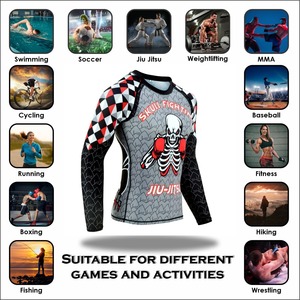 Chemise de compression à manches longues avec logo personnalisé pour hommes, vêtement anti-éruption respirant MMA BJJ Gymwear Sublimation Fit OEM Pakistan Sports - Product Image 6