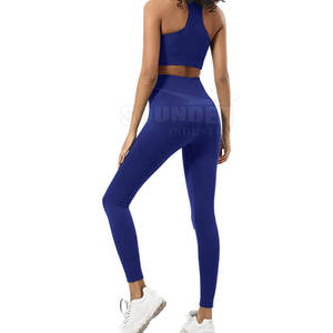 Conjunto de Yoga para mujer superventas, conjunto de 2 piezas de patrón sólido de Color personalizado, MOQ bajo, precio al por mayor, conjunto de Yoga de alta calidad de último diseño - Product Image 3