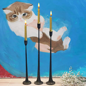 Luxurious Modern Iron <b>Pillar</b> Candlestick <b>Holder</b> with <b>Black</b> Coating Heat Resistant Home Decor Tabletop Centerpiece - Product Image 2