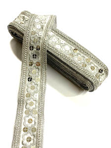 Light Gold Metallic Sequin Embroidery Lace Trim Eco-Friendly for Dress Gown <b>Shoes</b> Gift Packaging Decorations in Wholesale - Product Image 5