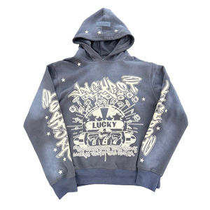 High Quality Oversized <b>Drop</b> Shoulder Applique Embroidery Hoodie Stringless Heavyweight 100% Cotton No String Hoodies for Man - Product Image 2