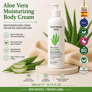 Crème pour le corps à l'aloe vera en marque privée 300ml OEM |   Crème réparatrice hydratante pour le corps anti-âge et anti-vergetures |   Espagne UE - Product Image 1