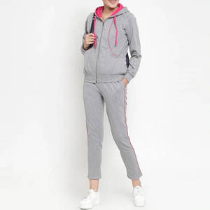 Premium Quality 100% Cotton Knitting Women Long Two Piece Solid Color Tracksuit - Product Image 4
