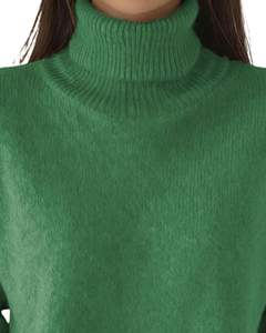 Pull à col roulé vert pour femme personnalisé, en laine et acrylique, tricoté, manches longues, chaud pour l'hiver, fabricant personnalisé, OEM, vente en gros - Product Image 4