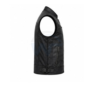 Durable Leather Material Outdoor Moto <b>Vest</b> Men Sleeveless Zip Front Riding <b>Vest</b> Casual <b>Utility</b> <b>Vest</b> For Daily Wear - Product Image 4