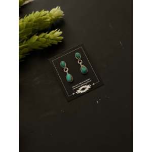Navajo Handmade <b>Red</b> Skin Turquoise & Sterling Silver Drop <b>Earrings</b> Post Dangle Water Drop Shape - Product Image 3