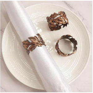 Lot de 6 ronds de serviette en forme de feuille porte-mouchoirs en métal pour dîner, banquets de mariage, paramètres de table - Product Image 1