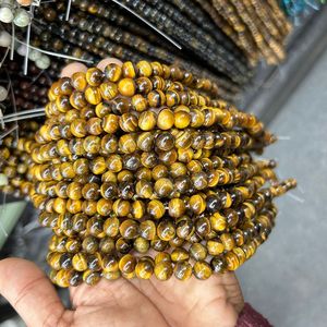 Cuentas de ojo de tigre doradas, piedras preciosas naturales, espaciador suelto redondo, piedra de energía para pulsera, collar, diseño de fabricación de joyas DIY, 6mm, 8mm - Product Image 4