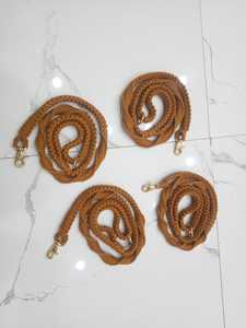 Laisse de chien en macramé souple personnalisée de haute qualité vert clair mousqueton en laiton tissé à la main de luxe ajustable personnalisé solide - Product Image 5