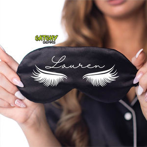 Masque pour les yeux en soie Blackout Sleep Office Lunch Break Travel Airline Eye Mask Logo imprimé Masque pour les yeux cadeau - Product Image 1