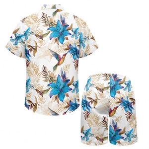 Custom Print Breathable Thermal Hawaiian <b>Shirt</b> and Shorts Set <b>for</b> <b>Men</b> <b>Summer</b> Beach Wear Quick Dry - Product Image 2