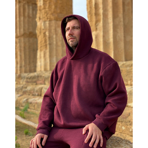 Blanc personnalisé surdimensionné sérigraphie bouffée éponge française 60 coton 40 Polyester Pull Over Baggy Hoodie 500gsm broderie hommes - Product Image 6