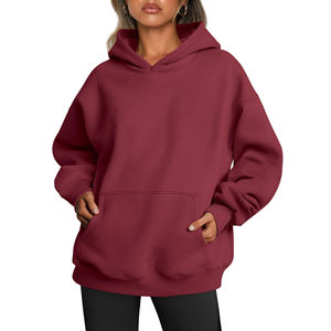 Tricoté Boxy Hoodies Pour Femme Brodé Surdimensionné Goutte D'épaule À Capuche Sweats Survêtement Respirant Femmes Hoodies - Product Image 2