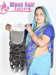 Fermeture naturelle de cheveux humains du temple indien ondulés lisses et soyeux meilleure qualité directement de l'usine par exportation sur commande en ligne - Product Image 5