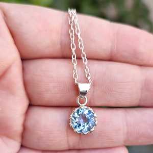 Navya Craft 925 <b>Solid</b> Sterling <b>Silver</b> Blue Topaz <b>Necklace</b> Handmade Women's Jewelry for Christmas Valentine's Day Gift Pearl - Product Image 6