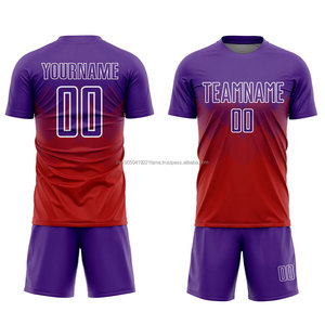 ชุดฟุตบอลแบบแห้งเร็ว ระบายอากาศได้ดี รับผลิตตามแบบ พร้อมปักโลโก้ ผลิตจากโพลีเอสเตอร์/คอตตอน คุณภาพดีที่สุด รับผลิตแบบ OEM สีตามสั่ง - Product Image 1