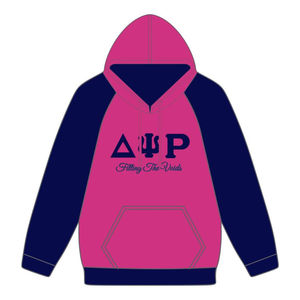 Sweat à capuche à manches raglan personnalisé Delta Psi Rho Sorority rose 80 coton 20 polyester remplissant les vides vie grecque sweats à capuche pour femmes - Product Image 2