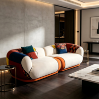Ensemble de canapés modulaires créatifs à blocs de couleur, design patchwork en tissu doux, canapé sectionnel carré de luxe en éponge pour espace de vie moderne