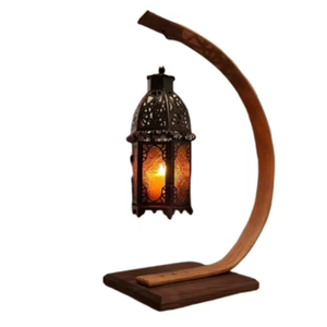 Bougeoir suspendu en chêne blanc et noyer fait à la main KSN pour la décoration intérieure des festivités de Diwali - Product Image 1