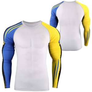 Vêtements de sport pour hommes Rash Guard personnalisé imprimé par sublimation en spandex et nylon, qualité supérieure pour la salle de sport et le fitness, respirant à manches longues - Product Image 2