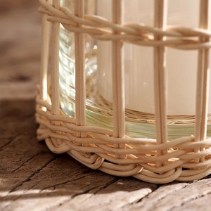 PRODUIT CHAUD Bougeoirs en verre tissé à la main à noyau de rotin Bougeoir en rotin Bougeoir à thé pour décoration de table et de mariage - Product Image 4