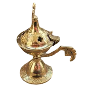 Quemador de Incienso de Latón Puro de Alta Calidad con Grabado y Acabado Pulido, Quemador de Lobán Tradicional de Latón Vintage para Decoración del Hogar - Product Image 1