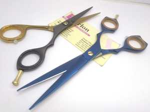 Ciseaux de rasoir Plasma bleus et noirs durables en acier inoxydable de qualité durable ciseaux de coupe de cheveux de barbier/cisailles à cheveux. - Product Image 2