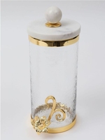 NUEVA COLECCIÓN DE LUJO DECORATIVO CRISTAL MARTILLADO DISEÑO DE HOJA DE ORO JUEGO DE BOTELLAS DE FANTÓN CUBIERTA CHOCOLATE CARAMELO GALLETAS TARRO DE ALMACENAMIENTO
