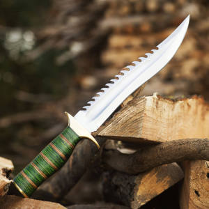 Cuchillo de caza Bowie de acero de alto carbono hecho a mano con mango de madera - Product Image 2