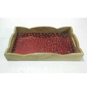 Bandeja de servicio de madera de lujo con un atractivo artístico moderno perfecto para exhibir en mostradores, mesas de comedor y sala de estar - Product Image 3