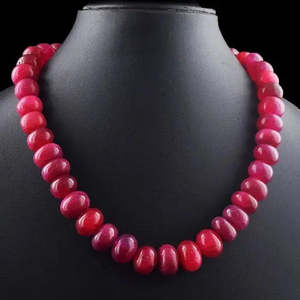 AAA+ Quality Round Shape Red <b>Ruby</b> 760 .00 Cts Beaded Womens <b>Necklace</b> Jewelery Cus-Jew116 - Product Image 2
