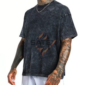T-shirt personnalisé vintage pour homme, grande taille, surdimensionné, délavé à l'acide, 100% coton, couleur unie, poids lourd, design Ringers, manches courtes - Product Image 1