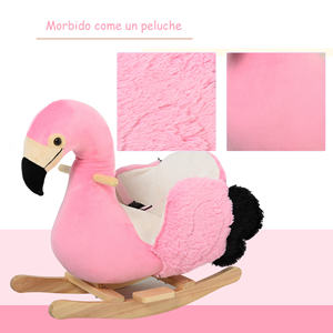 HOMCOM-Cheval à bascule rose, flamant rose en bois pour enfants à partir de 18 mois, avec ceinture de sécurité - Product Image 6