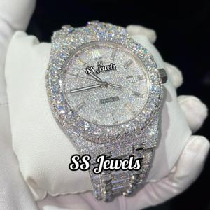 Montre Hip Hop Moissanite de luxe de haute qualité 41 MM montre glacée personnalisée VVS testeur de diamant bracelet en acier inoxydable cadran en verre - Product Image 1