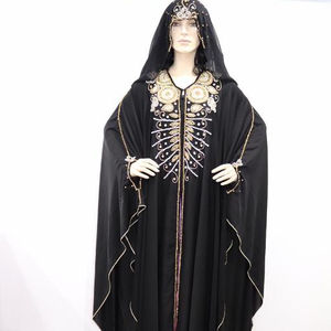 2022 dubaï luxe à manches longues Abaya caftan beau Design marocain adultes Nida matériel travail manuel traditionnel bleu musulman - Product Image 1