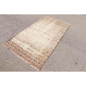 พรมวินเทจขนาด 4.1x8 ฟุต, พรมตุรกี, พรมขนสัตว์สีขาวน้ำเงินสไตล์ตะวันตกเฉียงใต้ - Product Image 2